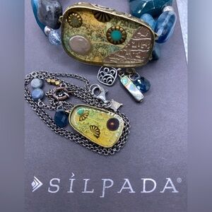 Silpada RARE Sterling SHADOWBOX Gemstone Bracelet & Necklace Set